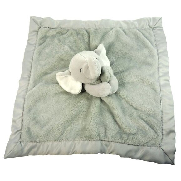 Elephant Gray Lovey Soft Security Blanket Plush Stuffed Animal Satin Edge - Picture 3 of 7